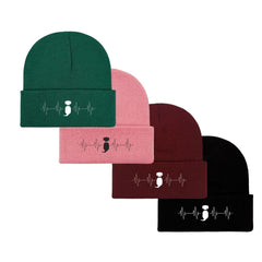 Beanie Mütze Lifeline in Schwarz, Grün, Bordeauxrot und Altrosa mit Hundemotiv für Dog-Lovers, ideal für Freizeit und Outdoor