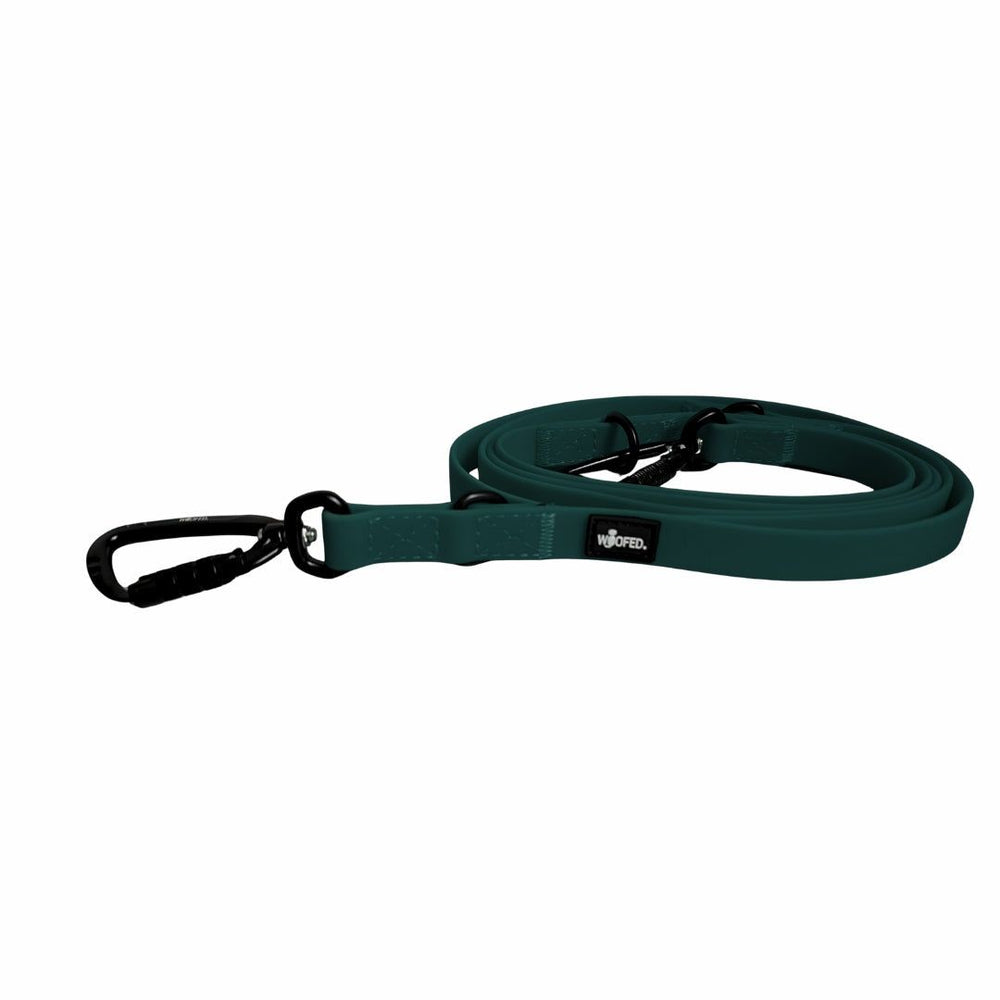 Führleine WOOFLEX® in dunklem Grün mit stabilen Karabinerhaken und bequemem Griff für Hunde.
