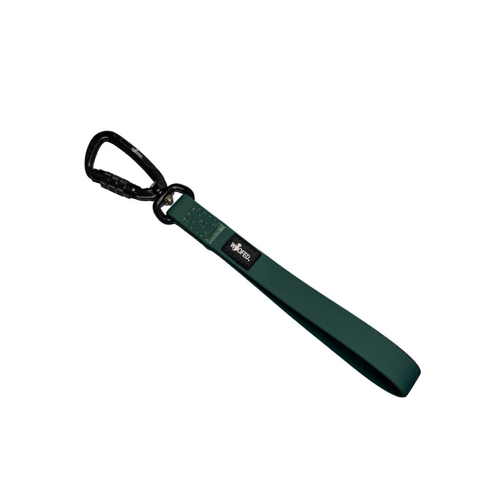 Grüne WOOFLEX® Hundeleine mit dickem, gepolstertem Griff und stabilen Karabinerhaken, modern und strapazierfähig.