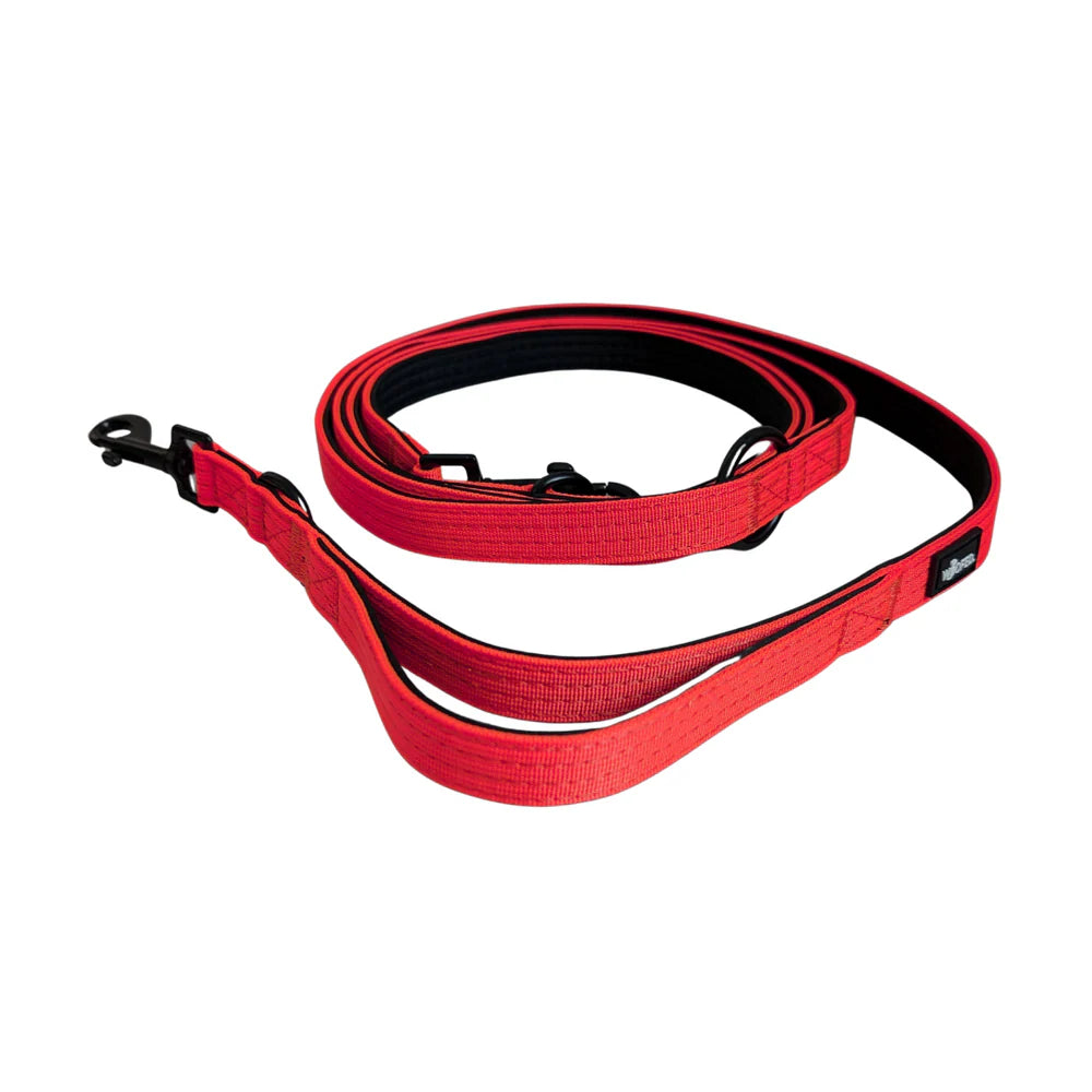 Nylon Führleine Classic in Rot mit gepolsterter Griffzone und robustem Karabiner für sicheren Hundespaziergang.