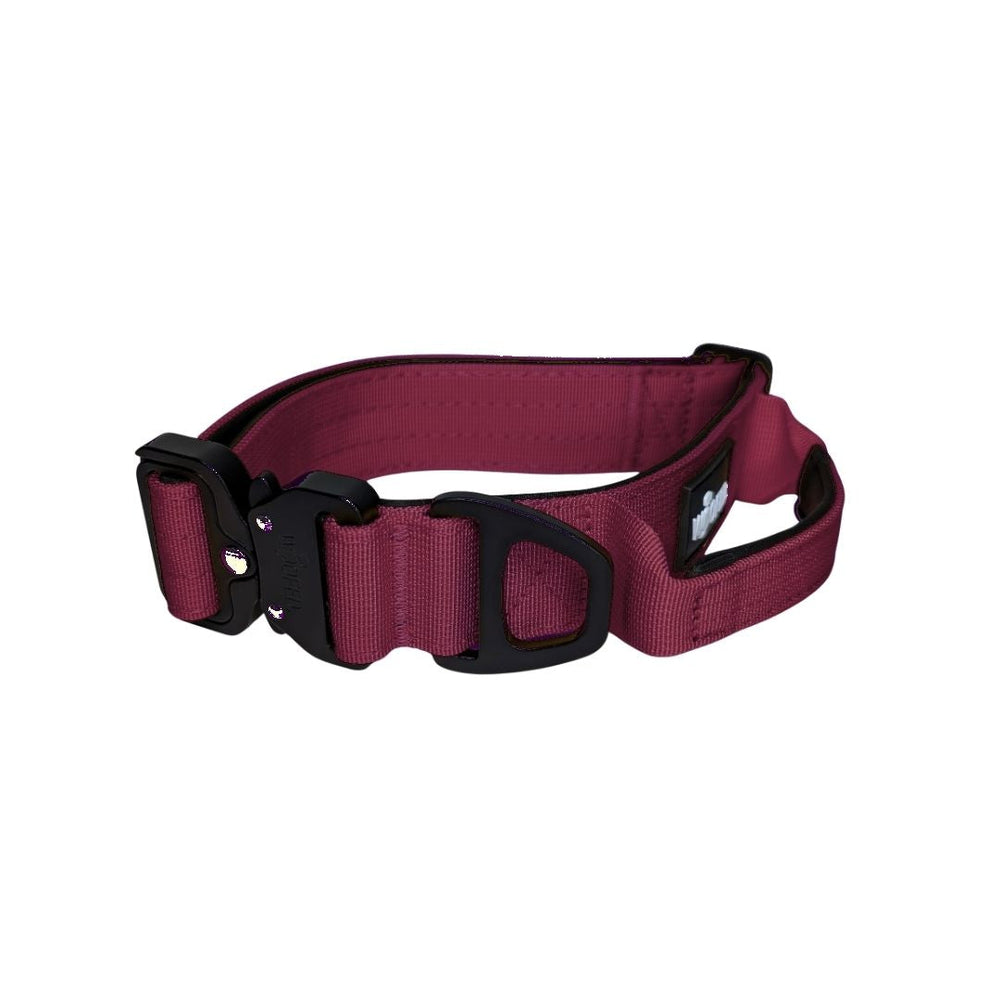 "Rosa Nylon-Halsband mit Griff, ultraleicht und verstellbar, ideal für Komfort und Sicherheit beim Spaziergang."