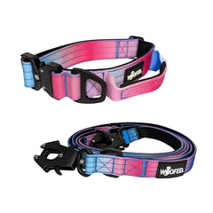 Nylon Halsband-Leine-Set in Pink-Blau für Hunde, robust und leicht, ideal für Training und Spaziergänge, mit sicherem Verschl