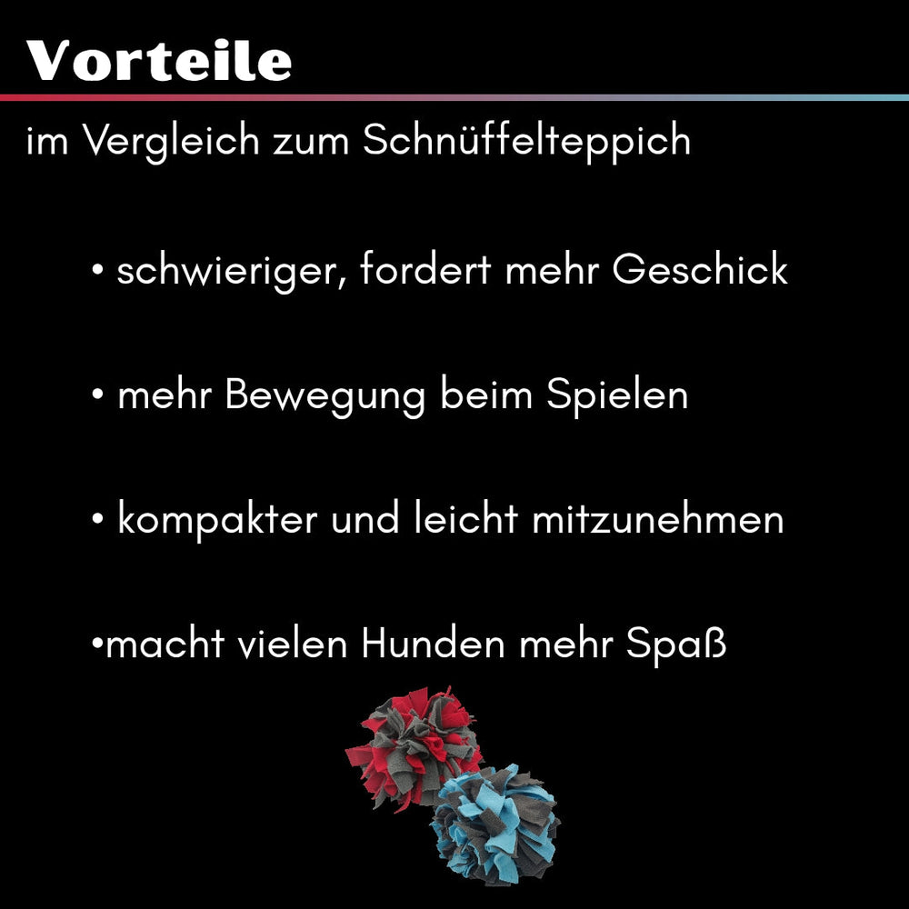 Hundespielzeug Schnüffelball fördert geistige Auslastung, Konzentration und Spielspaß für Hunde jeden Alters.