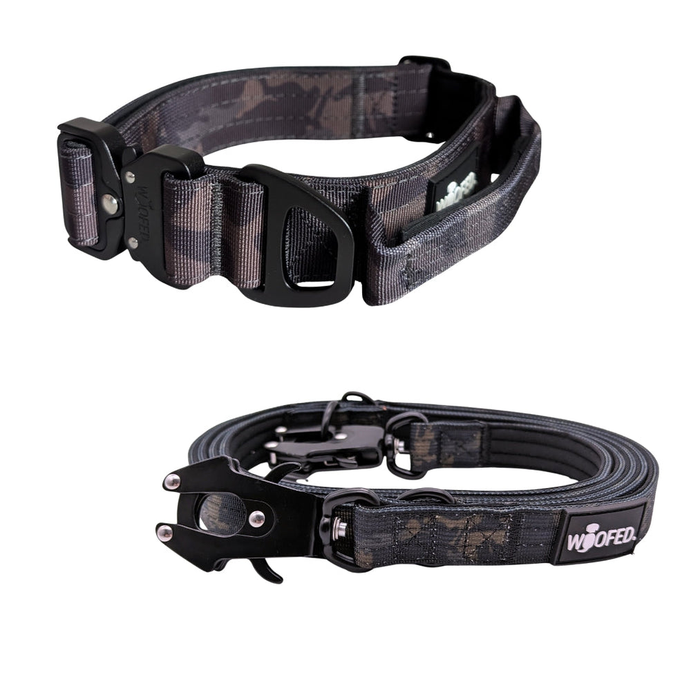 Nylon Halsband-Leine-Set in Camouflage-Design für Hunde, robust, leicht und komfortabel, ideal für Training und Alltag.