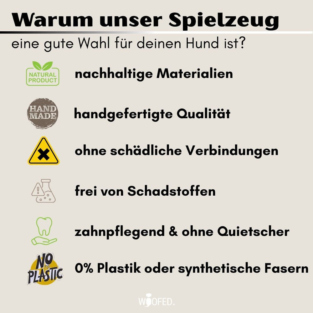 nachhaltiges Hundespielzeug 3er Set aus Wildleder, Kokosfasern & Baumwolle für umweltfreundlichen Spielspaß ohne Plastik