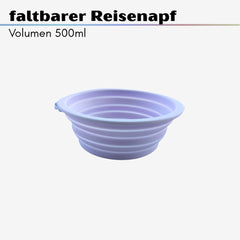 faltbarer Reisenapf 500ml in lila für Hunde, leicht und platzsparend, ideal für unterwegs zum Füttern und Trinken