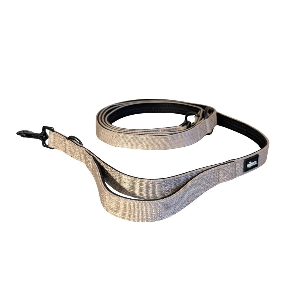 Nylon Führleine Classic in beige mit schwarzem Innenfutter, ideal für Hunde, robust und komfortabel für Spaziergänge.