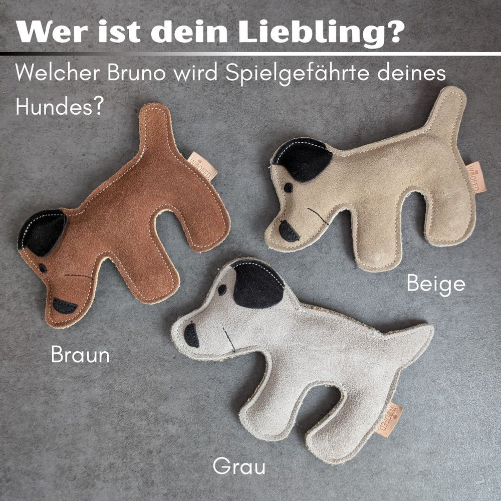 Nachhaltiges Hundespielzeug 3er Set aus Naturmaterialien in Braun, Beige und Grau für Zerr- und Kauspielzeug.