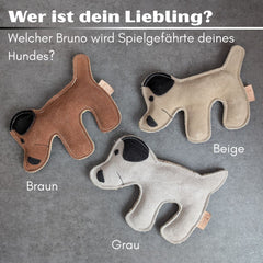 Nachhaltiges Hundespielzeug 3er Set aus Naturmaterialien in Braun, Beige und Grau für Zerr- und Kauspielzeug.