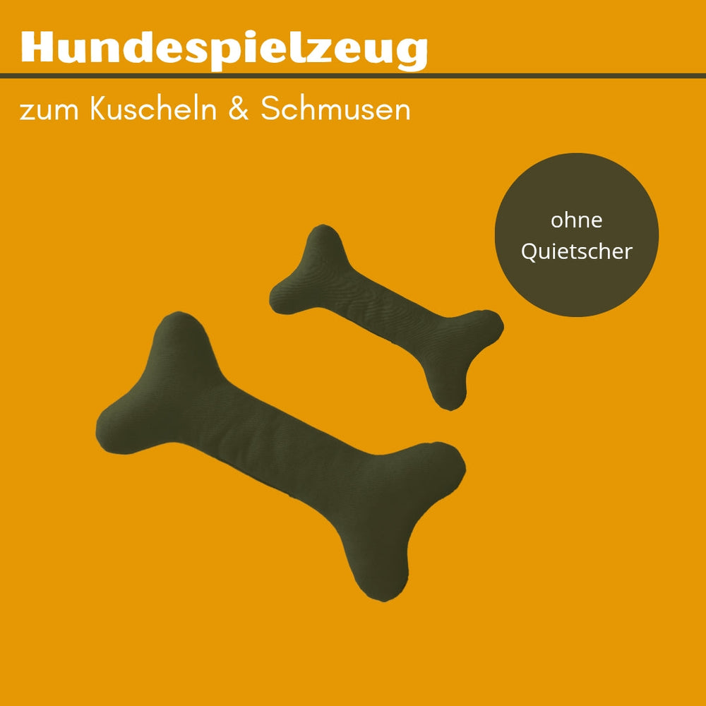 Hundespielzeug Stoffknochen Playbone in dunkler Farbe, perfekt zum Kuscheln und Apportieren, ohne Quietscher für ruhigen Spie