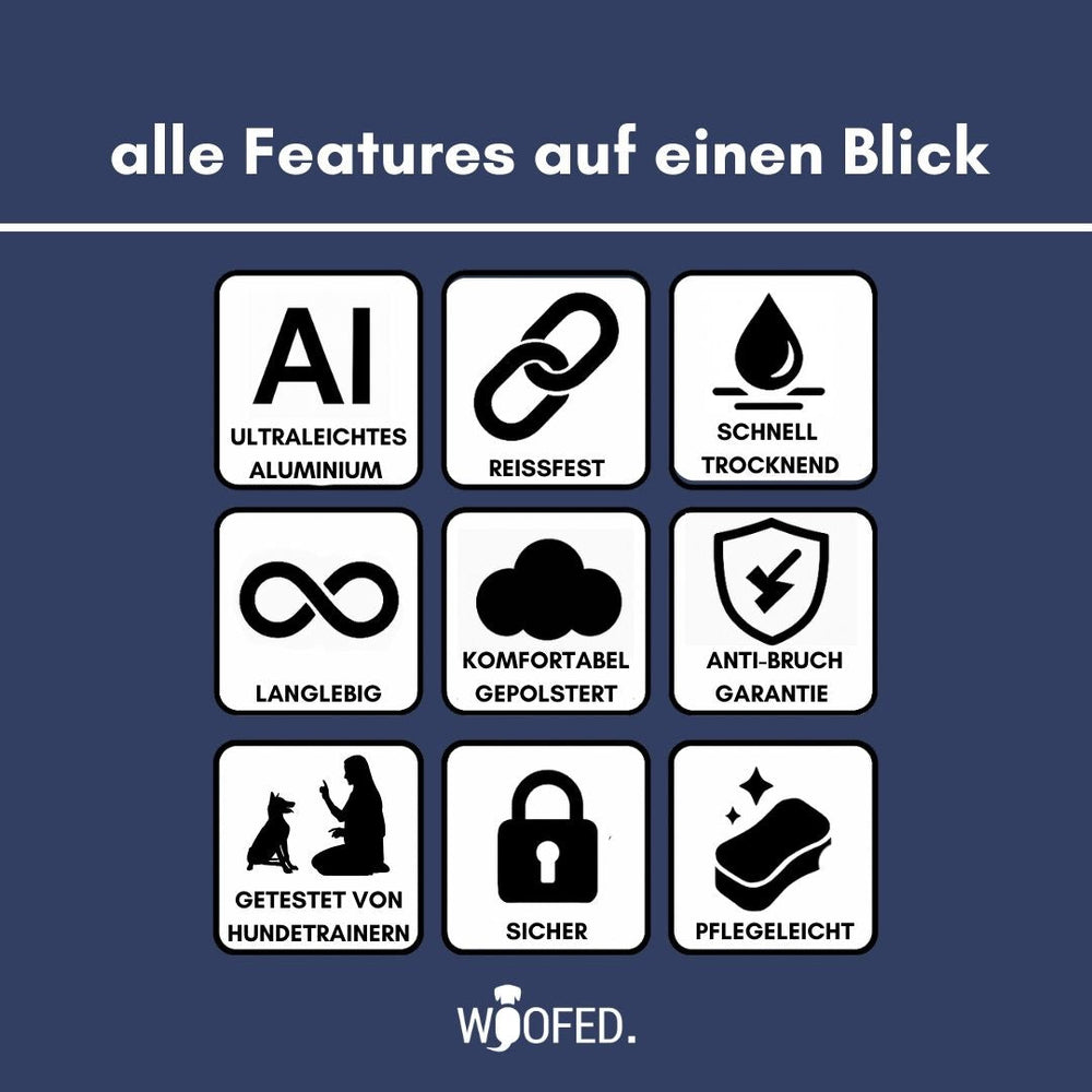 Ultraleichtes Nylon Halsband-Leine-Set mit reißfesten, schnell trocknenden und gepolsterten Eigenschaften.