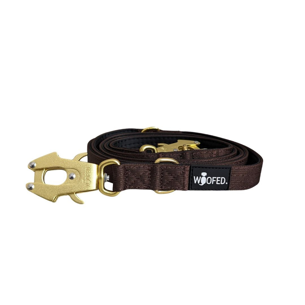 Nylon Führleine mit Froschkarabiner in Braun, robust und komfortabel, ideal für aktive Hundehalter, WOOFED.