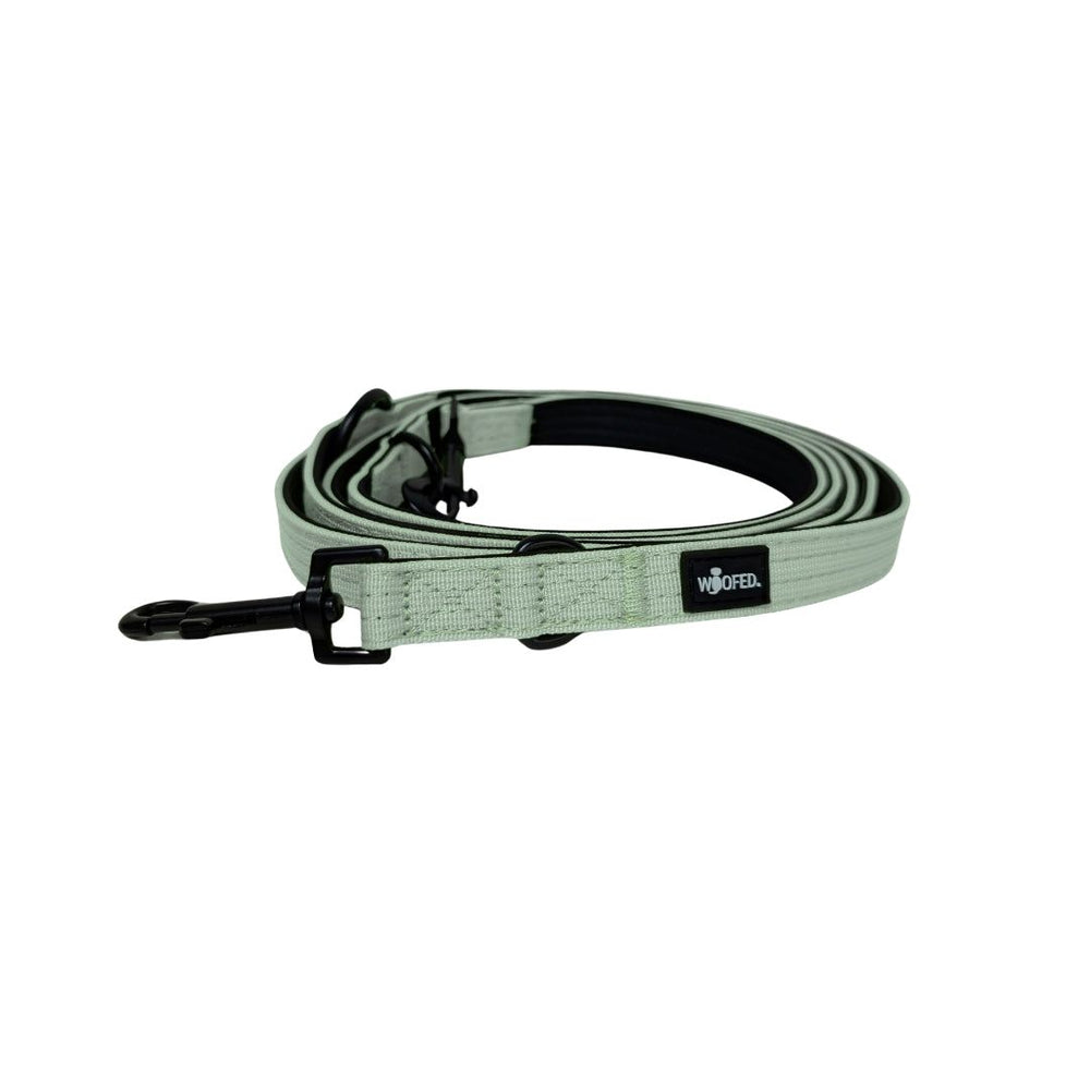 Hellgraue Nylon Hundeleine Classic mit schlankem Design und Metallkarabiner, ideal für lässige Spaziergänge.