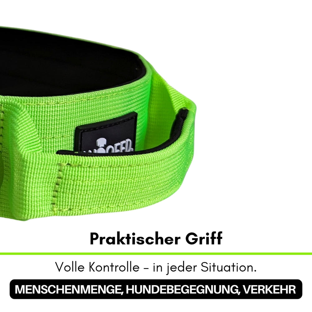 Taktisches Nylon Halsband mit Griff in leuchtendem Grün für maximale Kontrolle und Sicherheit bei Hundetrainings und Abenteue