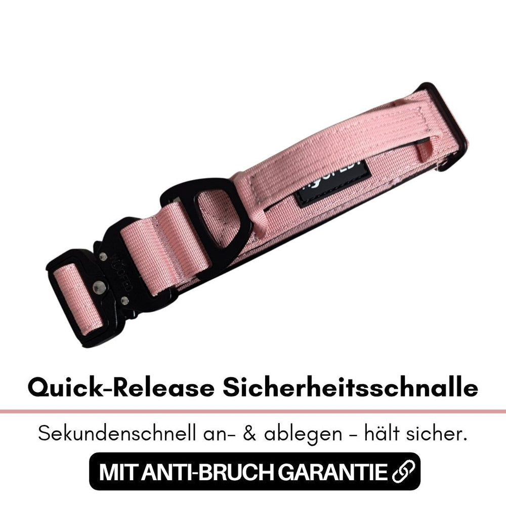 Ultraleichtes Nylon Halsband in Rosa mit Quick-Release Schnalle und stabiler Anti-Bruch-Garantie für schnellen Einsatz.