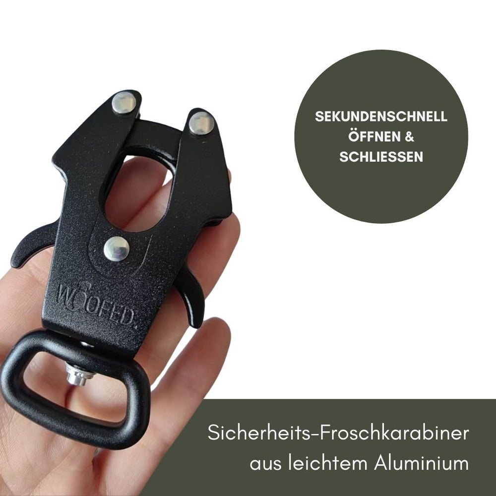 Nylon Führleine mit Froschkarabiner aus Aluminium, robust und sicher, ideal für aktive Hundehalter.