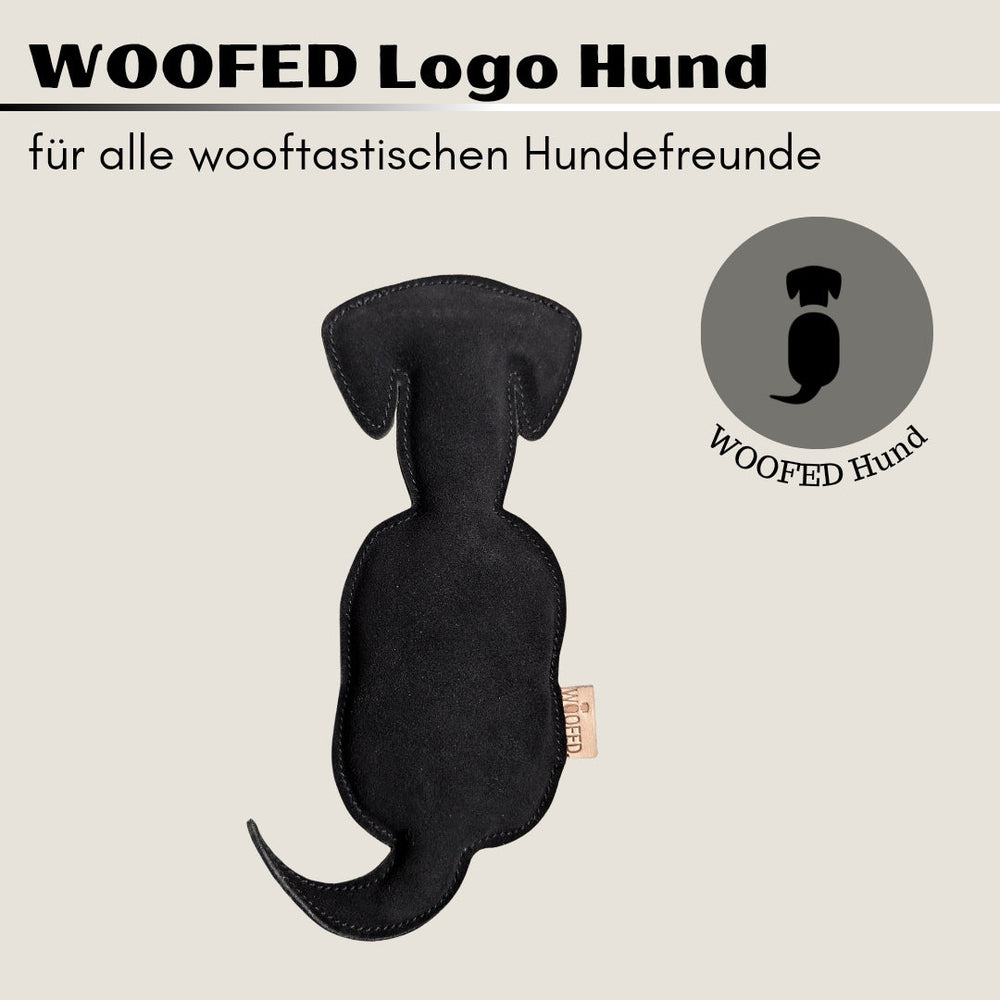 Hundespielzeug WOOFED. im Logo-Hund-Design aus robustem Material für aktiven Spielspaß und mentale Beschäftigung.