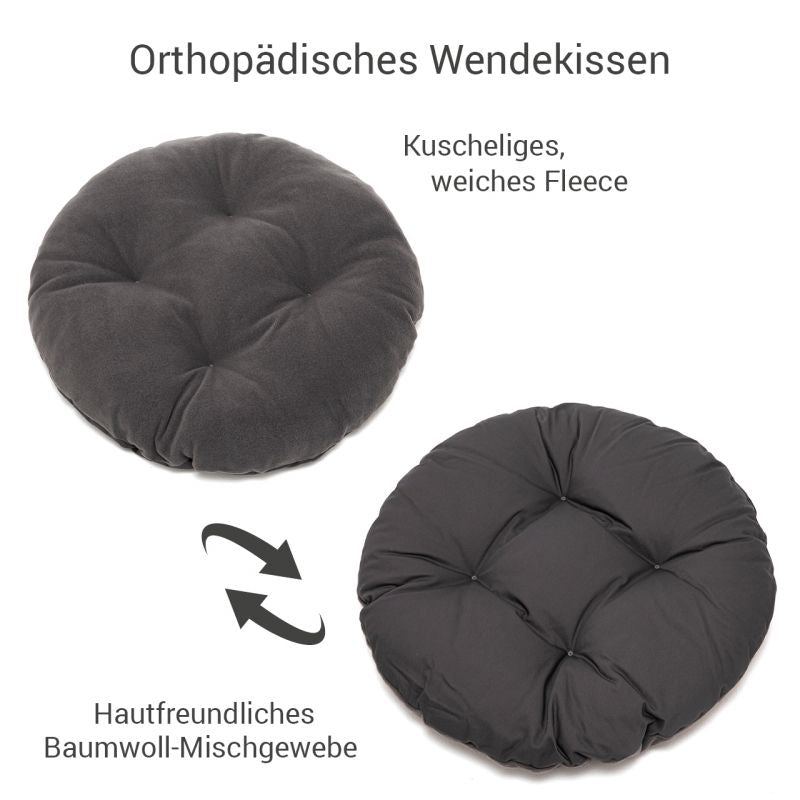 Orthopädisches Hundenest Red Label: Wendekissen aus Fleece und Baumwoll-Mischgewebe für optimalen Komfort.