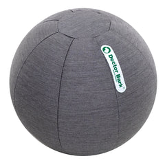 Grauer Medicine Ball mit grünem "Doctor.Bark" Logo, strukturiert und weich, ideal für Hunde-Spielzeug.