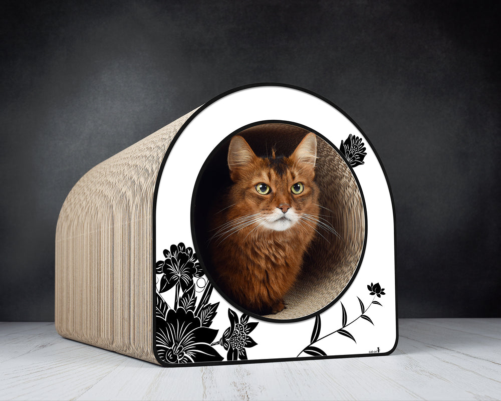 weiß, schwarze Blumen (000c) - Bild 1